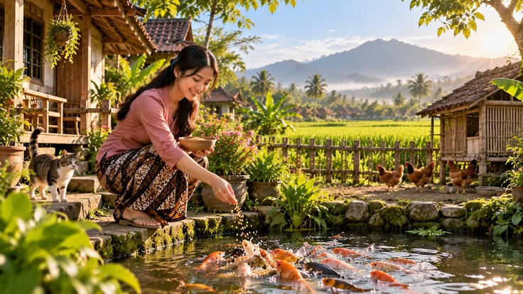 Gadis Cantik dan Ikan Mas